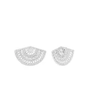 Roberto Coin 18K White Gold Cento Diamond Rosette Fan Stud Earrings