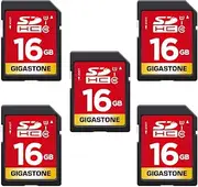 Gigastone 16GB 5 Pack SD Card UHS-I U1 Class 10 SDHC Memory Card High-Speed Full HD Video Canon Nikon Sony Pentax Kodak Olympus Panasonic Digital Camera