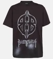 [Balenciaga] Balenciaga Metal BB oversized cotton jersey T-shirt AU 12 black