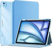 ProCase for iPad Air 13 Inch Case (2025/2024) M3/M2 & iPad Pro 12.9 inch 6th/5th/4th/3rd 2022/2021/2020/2018; Transparent Back Protective Folio Cover Shockproof Smart Case with Pencil Holder -Blue
