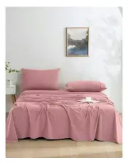 [Dreamaker] Micro Flannel Sheet Set in Pink Pearl