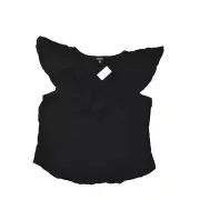 NEW Torrid Women's Plus Size 0 Blouse Top Short Sleeve Black Solid Rayon V-Neck