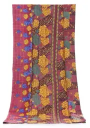 Patchwork Indian Cotton Handmade Bed cover Reversible Gudri Throw Kantha Quilt