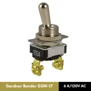 Gardner Bender GSW-17 Electrical Toggle Switch, SPST, ON-OFF, 6 A/120V AC, Screw