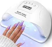 UV LED Nail Lamp Nail Dryer for Gel Polish, 180W Nail Polish Lamp with LCD Display, Auto Sensor and 4 Timer Settings, Professional Gel Curing Lamp with 42 LED Beads for Nail Art Accessories, White