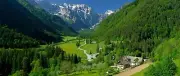 Landscape valley village alps mountains Custom Gaming Mat Desk