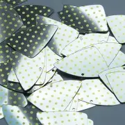 Fishscale Fin Sequin 1.5" Yellow Polka Dot on Silver Metallic