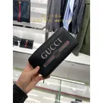 MIA二手 GUCCI 496317 小牛皮GG LOGO全拉鍊式 長夾 綠紅綠 黑色白色皮革 印花拉鍊長夾