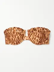 [Zimmermann] Zimmermann - Cascadian Strapless Whipstitched Leopard-print Underwired Bikini Top - Leopard print - 2 A/B 2 A/B Animal print