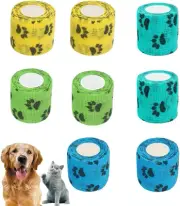 Pet Self Adhesive Bandage 8 Rolls, Vet Wrap Bulk, Injury Wrap Tape Dogs, Breatha