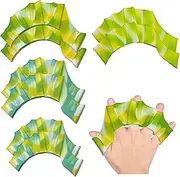4 Pair Silicone Swimming Gloves, Webbed Swim Gloves, Swimming Hand Paddles Gloves, Finger Frog Type Water Resistance Gear Paddle Fins, Swimming Webbed Fingers for Swimming Training(M+L)
