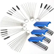 Set of 6 Carburetors Carbon Dirt Jet Remove Cleaner, 39 Pieces Wire Torch Tip Cleaner Tool, 30 Pieces Needles and 15 Pieces Brushes Cleaning Tool Kit for Motorcycle Moped Welder Carb Spray Gun Cleaner