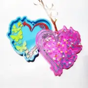 Keychain Mold for Resin Heart Shape for Butterfly Pattern Keychain Epoxy Silicon