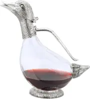 Regent Silverplated Duck Decanter 25.3 Oz, 750Ml Red Wine Carafe, Wine Gift, Win