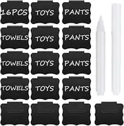 16 Pcs Basket Labels, Chalkboard Stickers Clip On for Storage Bins, Removable Basket Tags Erasable Plastic Bin Clip Box Labels, Name Tag Labels Storage Bin Label for Organization Container