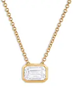 Bloomingdale's Fine Collection Certified Lab Grown Emerald Cut Diamond Bezel Set Pendant Necklace in 18K Yellow Gold, 2.0 tcw