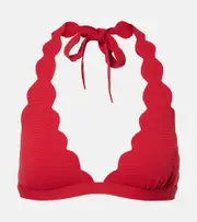 [Marysia] Marysia Spring scalloped halterneck bikini top AU 12 red