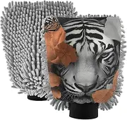 XYMZR Absorbent Microfiber Car Wash Mitt Big Cat Flower Butterfly, Funny Cute Anime Scratch Free for Cars Cleaning, Home Cleaning Mitts, 2 Pack, 10.24” L x 7.09” W