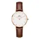 【Daniel Wellington】Petite St Mawes 28mm棕色真皮皮革錶-DW00100231