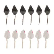 12Pcs False Mouse Cat Pet Toys Soft Real Rabbit Fur Sound Squeaky