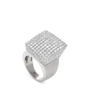 Roberto Coin 18K White Gold Sauvage Diamond Pave Square Cluster Statement Ring