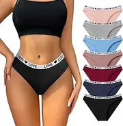 [Hotcom] Seamless Thongs for Women Cheeky High Cut Breathable Stretch Sexy Ladies Hipster Bikini Panties 7Pack