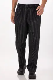 Designer Baggy Chef Pants Black Pin Stripe XS-3XL Uniform Kitchen Trouser Pants