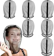Loopeer 6 Pcs Makeup Protector Hood Washable Light Airy Nylon Chiffon Makeup Hood Zipper Closure Reusable Make up Face Cover for Women Girls Beauty Weddings (Black)