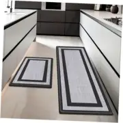 Kitchen Mat,LuxStep 17.3" x 47 "+ 17.3" x 29 "-0.40 inches Classic Black
