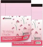 KAISA Pink Legal Pads 8.5x11 Notepads Writing Pads, Wide Ruled Premium Note Pads 20lb Heavy Weight Paper, 50 Sheets Flower Cover Pink 2 Pads Thick Writing Tablets Notepads Made In The USA