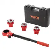 VEVOR Ratchet Pipe Threader Kit, 1/2" NPT, 3/4" NPT, 1" NPT Manual Ratcheting Pipe Threader, Portable Pipe Threading Tool Set with 3PCS NPT Dies, Stor