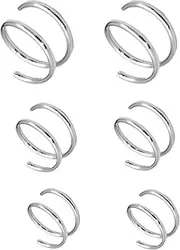 [HOMEYU] Sterling Silver Double Nose Ring Hoop for Single Piercing Double Spiral Twist Nose Hoop Double Loop Nose Ring for Women Girls Men (6mm 8mm 10mm)