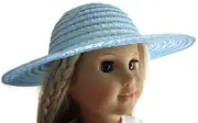 Blue Straw Hat Bonnet Accessories compatible with 18" American Girl Dolls