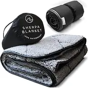Oceas Sherpa Waterproof Camping Blanket - Extra Warm and Large Sherpa Fleece Outdoor Blanket for Car, Boat, Concert, & Picnic Use - Machine Washable and Windproof Camping Blankets for Cold Weather