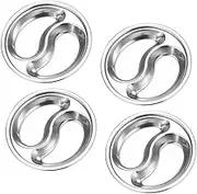 OHPHCALL 4Pcs Stainless Steel Dual Grid Seasoning Dishes Round Condiment Plates for Kitchen Sundries Space Saving Design for Sauces and Appetizers Silver