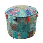 Patchwork Cotton Handmade Ottoman Pouf Cover Chair Ethnic Foot Stool