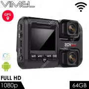 Vimel Dual Dash Camera 64GB Sony Sensor GPS WIFI Wireless Car Taxi Truck