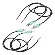 20 Inch Open Green RCA Male Plug Jack Connector Adapter to Bare Wire Pack of 4