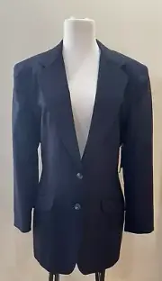 NWT Calvin Klein Sport 90s Style Womens Wool Blazer 2 Buttons 8 Lined Deep Navy