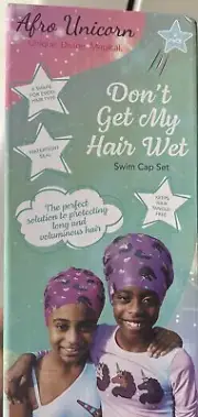 Afro Unicorn | Box Includes 2 Swim Caps Protect long volume hair ￼Latex Free ￼