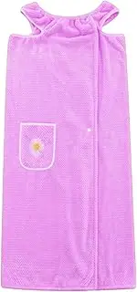 [Generic] Towel Robe for Women After Shower,Wearable Absorbent Bath Body Wrap - Quick Dry Coral Fleece Bathrobe with Pocket for Home Spa Travel