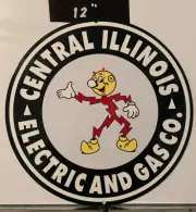 EDISON Central IL Porcelain Like Heavy Gauge Metal Sign Utility Service Gas Oil