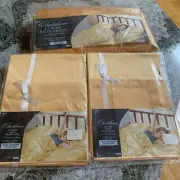 Vtg Chatelaine Luxury Satin Complete Sheet Set Flat & Fitted,2 Pillowcs Gold