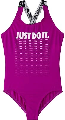 Nike 266997 Kids Girl JDI Cross-Back One-Piece Swimsuit Vivid Purple Size Large
