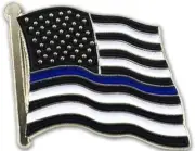 (10) Thin Blue Line American Flag Lapel Pins. Law Enforcement Support Gift