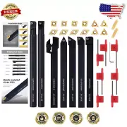 All-in-One 21Pcs Lathe Turning Tool Kit with 7 Metal Tool Holders & 14 Inserts