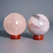 Lot Of 2 Rose Quartz & Peach & Gray Agate Spheres - USA