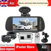 7" LCD Monitor White Color Dual Head Rear View Camera Up / Down View For Caravan