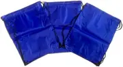 3 Pack BLUE Nylon Drawstring Backpacks Sackpack Tote Cinch Gym Bag Regular Blue