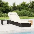 vidaXL Sunbed with Foldable Roof Black 213x63x97 cm Poly Rattan